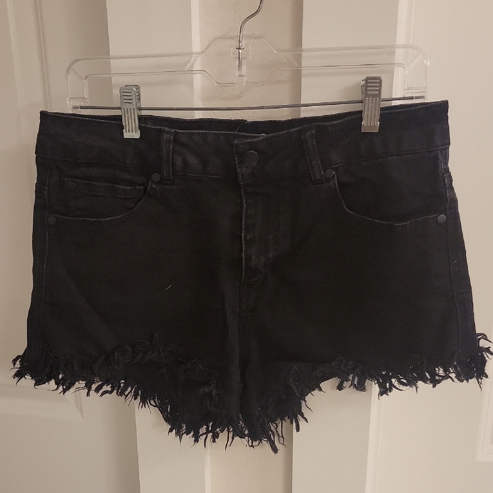 Elan Black Distressed Jean Shorts